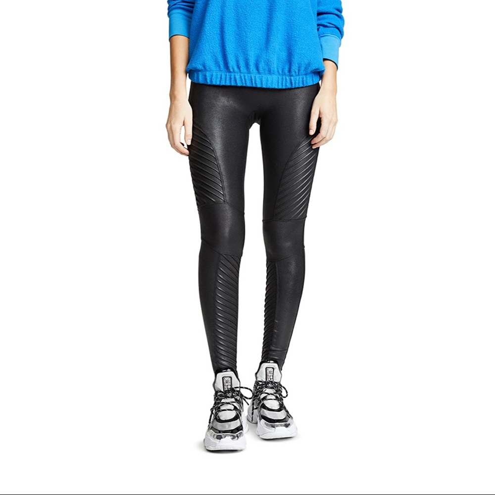 spanx faux leather moto leggings